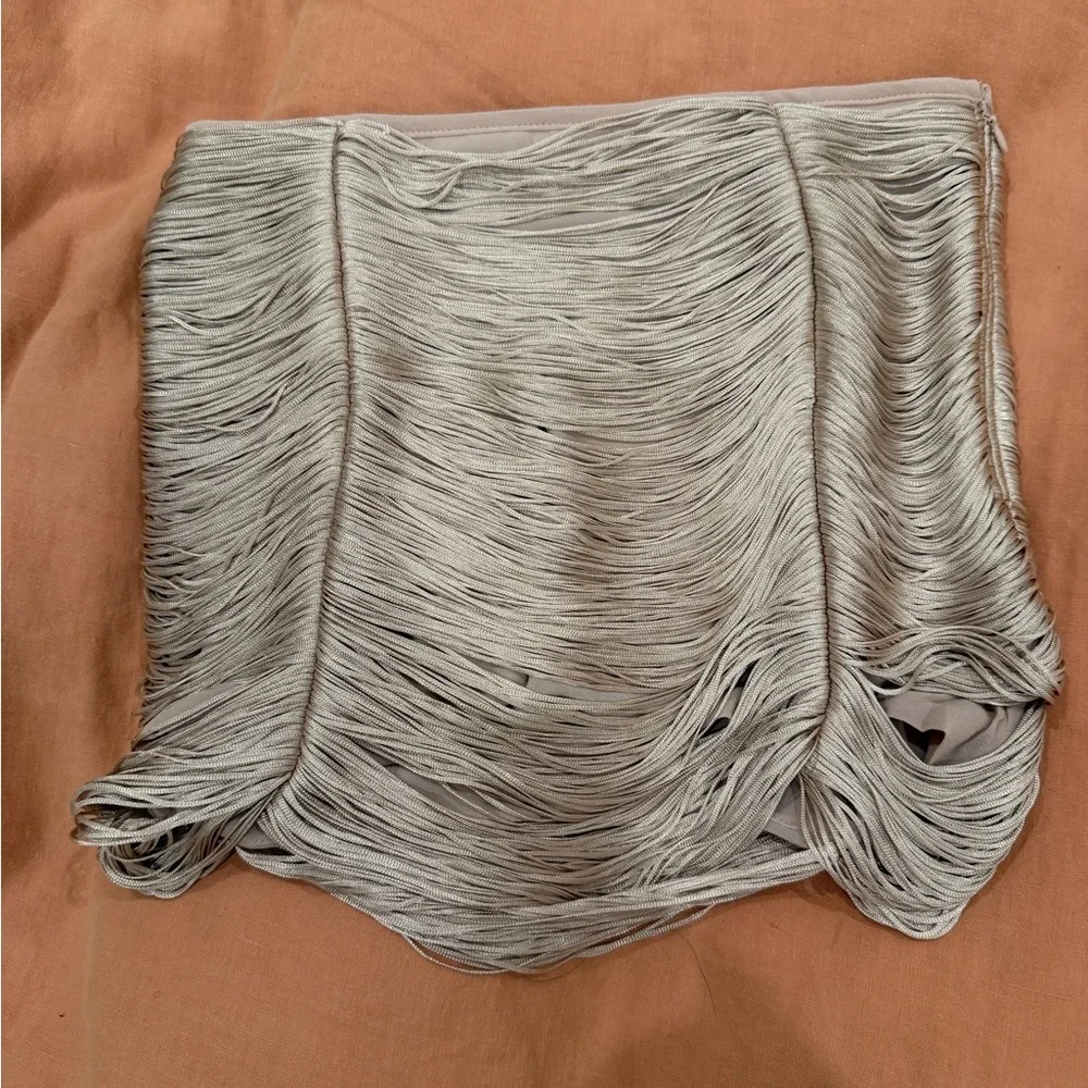 Zara champagne fringed skirt XS NWT - Picture 3 of 4